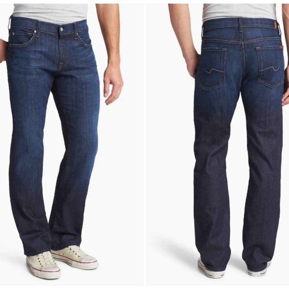 7 For All Mankind Austyn Men's Jeans 33x34 Dark Wash Relaxed Straight Denim
